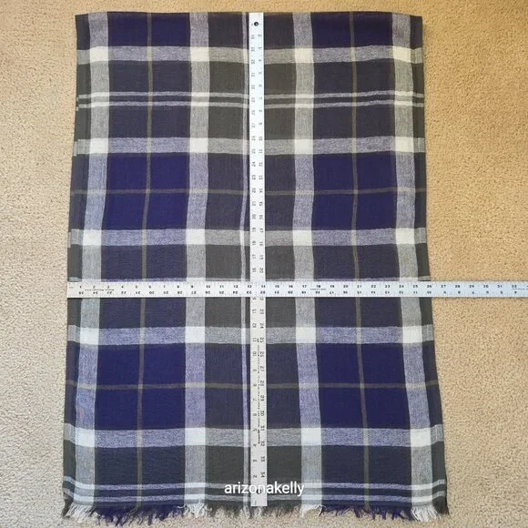 NWOT Barbour Linen/Cotton Plaid Scarf Lightweight Preppy - Picture 2 of 12